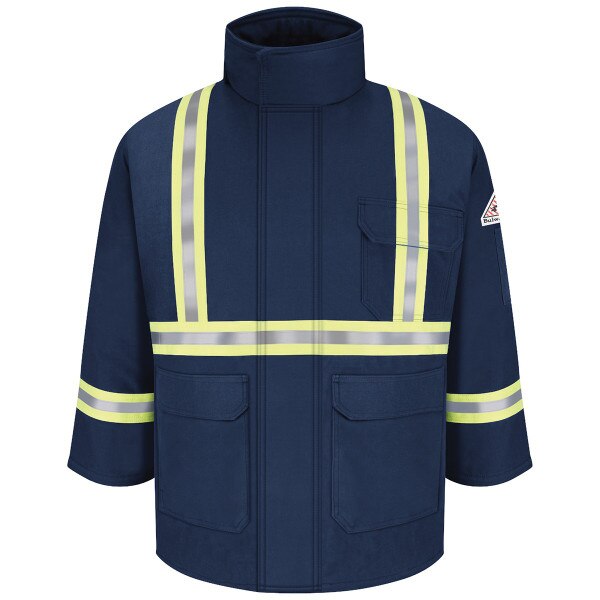 Insulated FR Parka with Reflective Trim in Navy